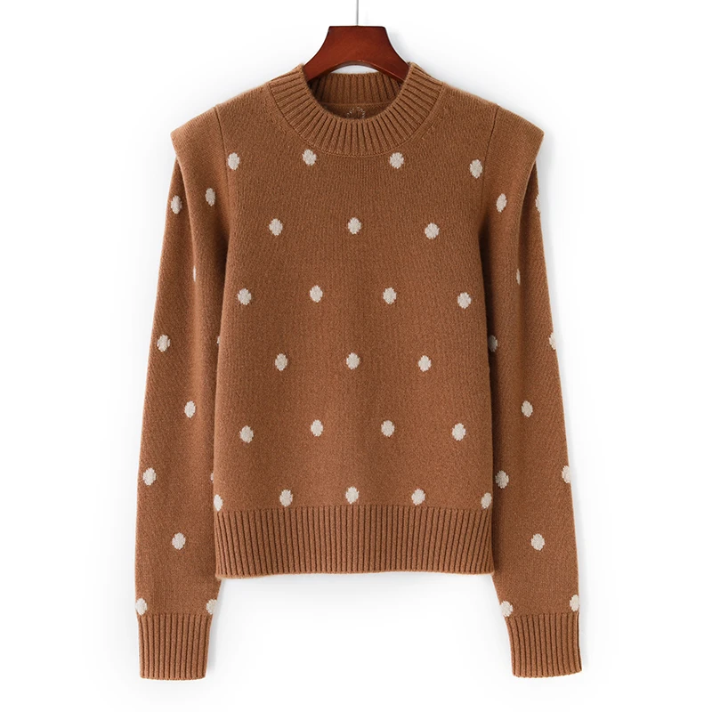 Женский кашемировый свитер в горошек HSY