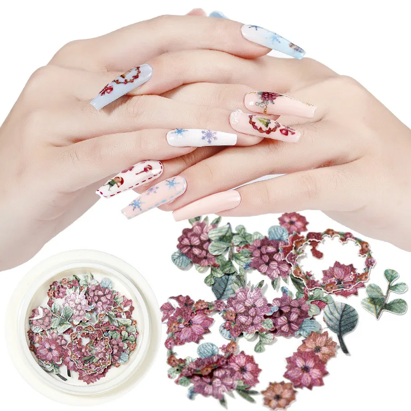 

Christmas Wood Pulp Pieces Sequins Ultra Thin Xmas Sock Bell Wreath Nail Sticker Tips 3D Nail Art Decoration Jewelry
