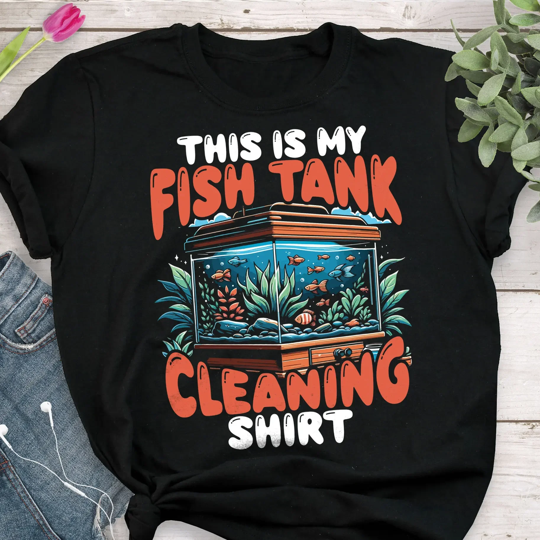 Футболка с аквариумом забавная футболка для любителей рыбалки милая тропическая