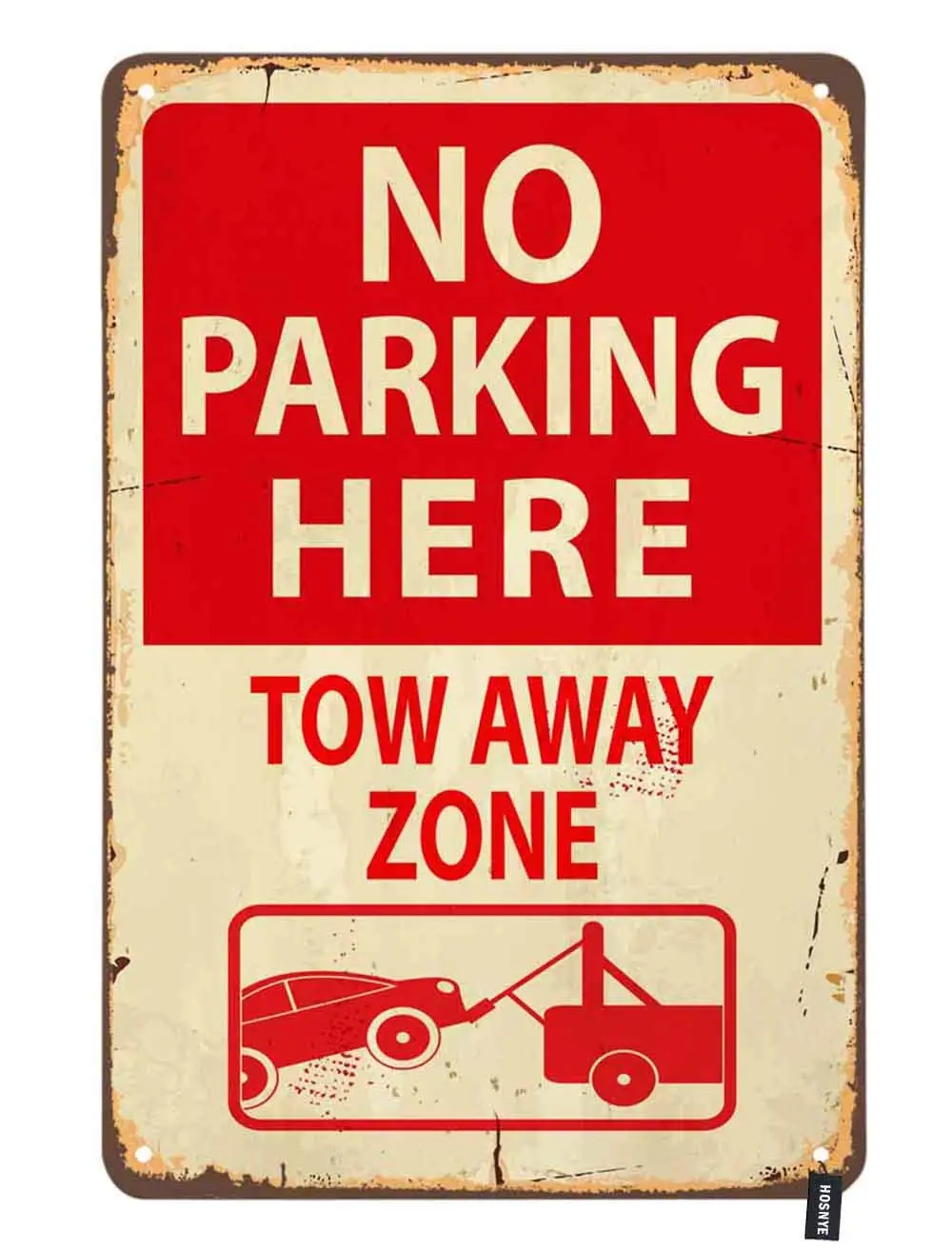 

No Parking Here Tin Sign Warning Car Park Or Tow Away Zone Vintage Metal Tin Signs for Men Women Wall Art Decor for Home