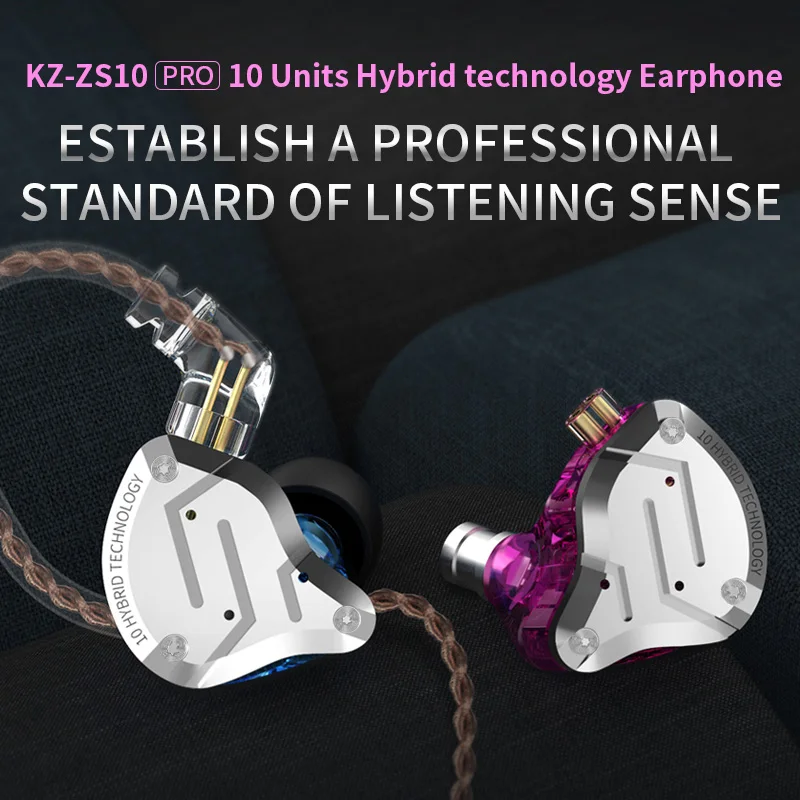 KZ ZS10 Pro Metal Headset 4BA+1DD Hybrid 10 drivers HIFI Bass Earbuds In Ear Monitor Headphones Sport Noise Cancelling Earphones enlarge
