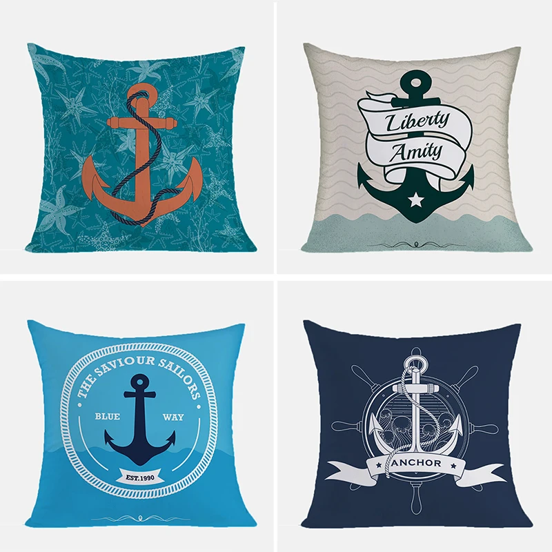 

Throw Pillow Covers Decorative Compass Anchor Cushion Cover Pillowcases for Pillows 45x45 Pillowcase 40x40 45*45 Cushions Cases