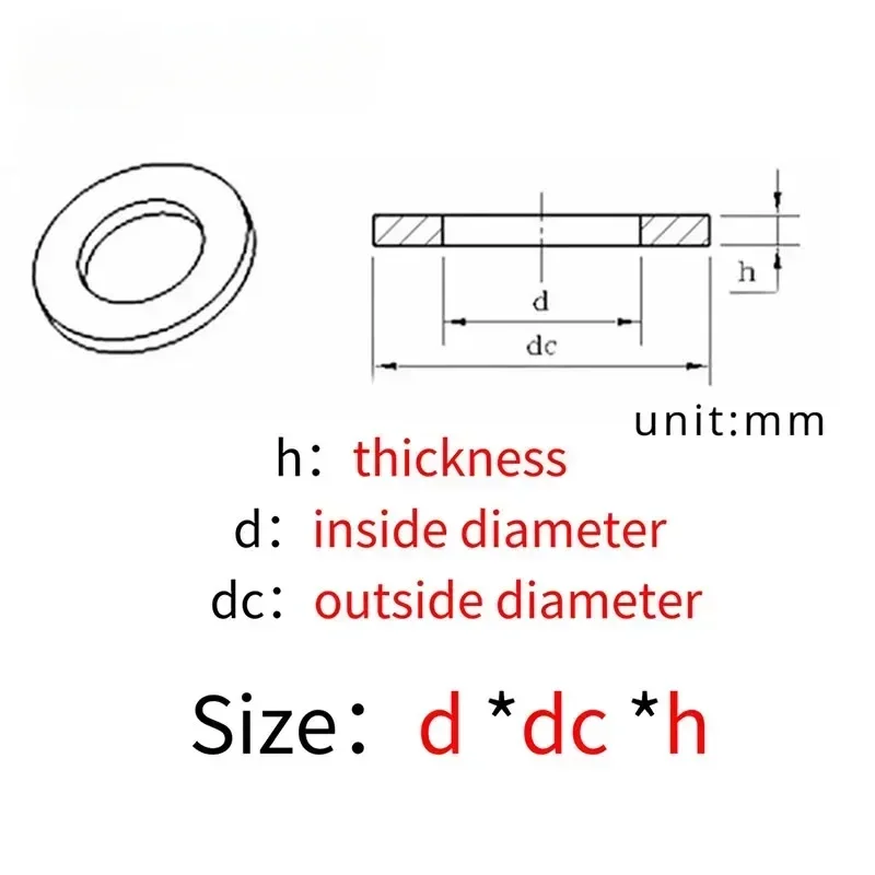 Solid Brass Flat Washer M2 M2.5 M3 M4 M5 M6 M8 M10 M12 M14 M16 Copper Plain Gasket Shim Pad Ring Spacer Circular Meson