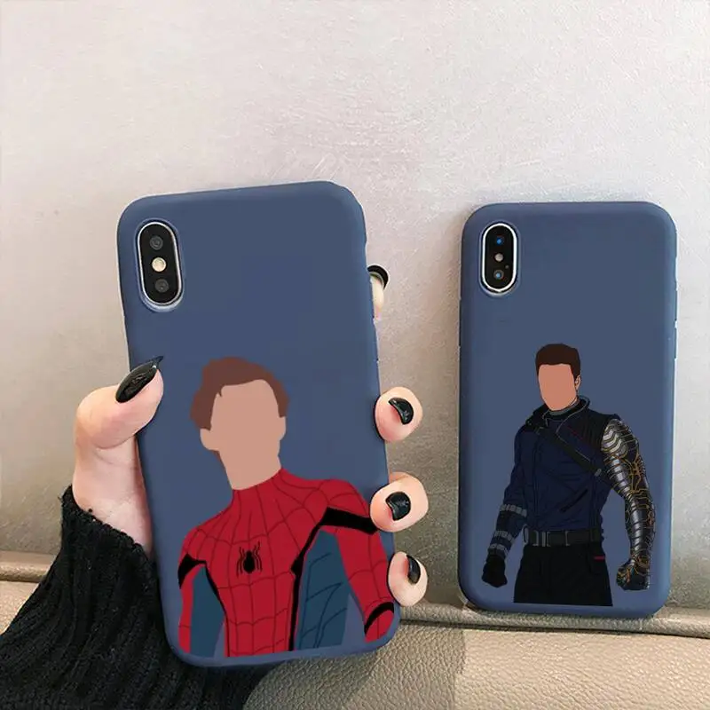 

Marvel cartoon spider iron man loki Winter Soldier Candy blue Phone Case for iPhone 13 12 mini 11 Pro XS MAX X XR 7 8 6 Plus