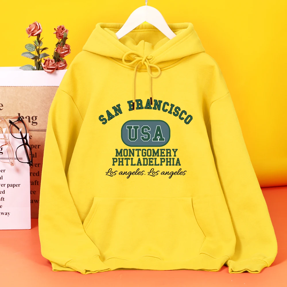 

San Francisco Usa Montgomery Philadelphia Printed Hooded Womens Street Fashion Hoodies Casual simple Hoodie Soft Quality Clothes