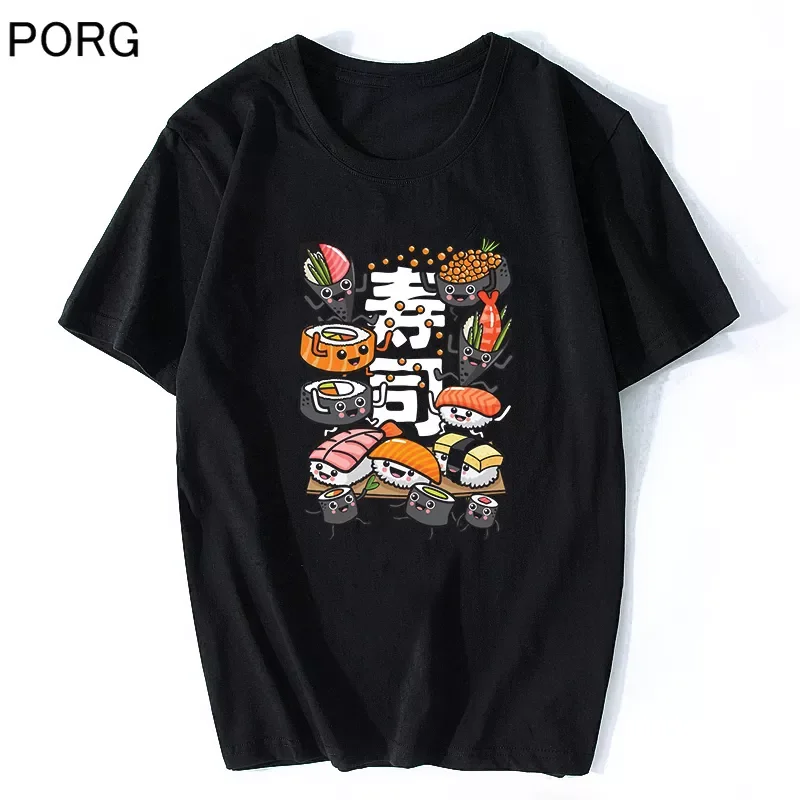 

NEW IN Sushi Japan T Shirt Men/women Aesthetic Cute Cotton Cool Vintage T-shirt Harajuku Streetwear Camisetas Hombre Anime Tshir