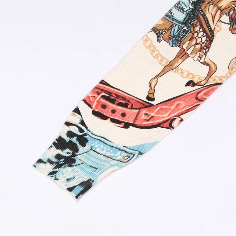 Женский винтажный свитер с принтом H Horse повседневный трикотажный пуловер топ для