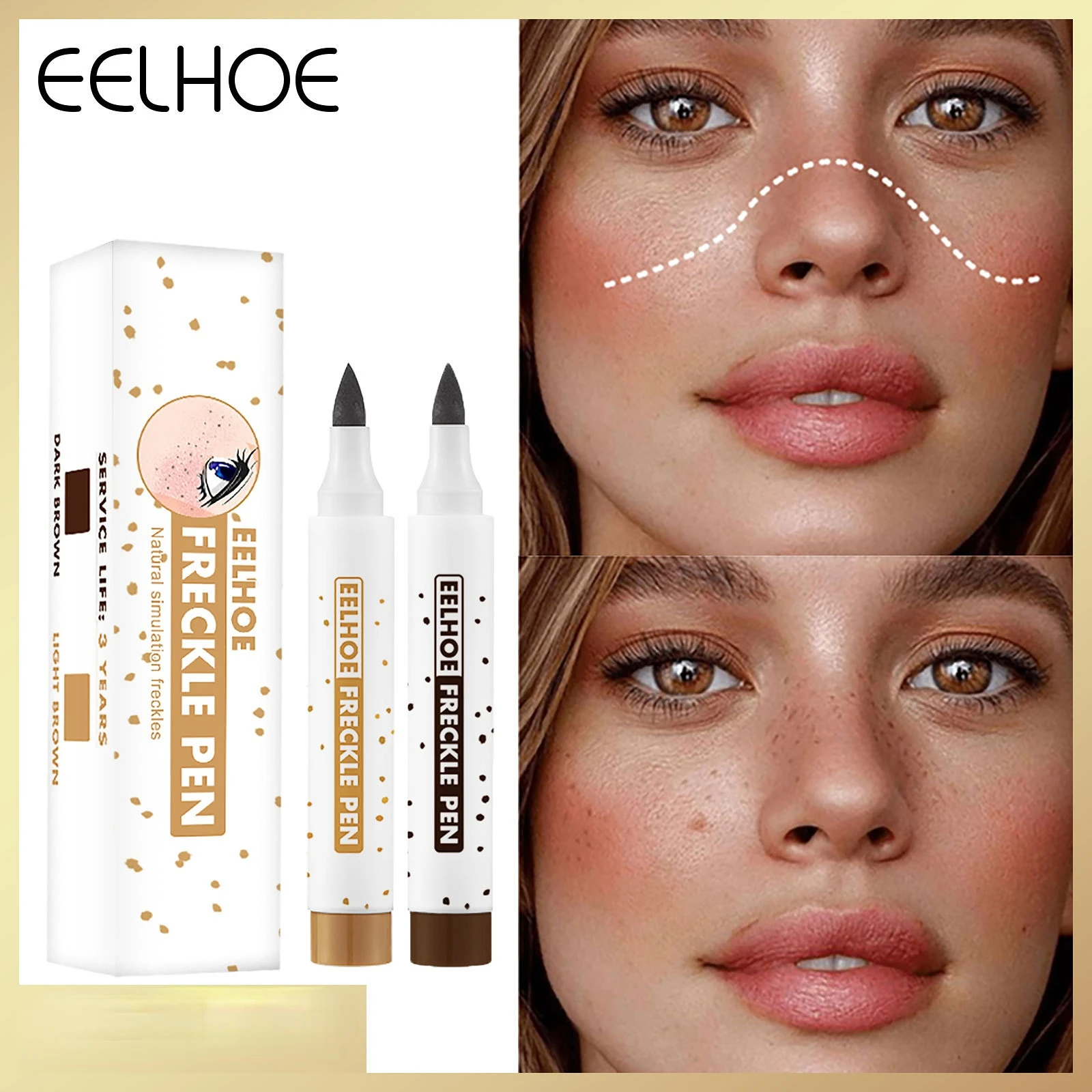 EELHOE Simulation Freckles Pen Concealer Cover Up Freckles and Acne Marks Does Not Take Off Makeup Color Is Not Easy To Fade