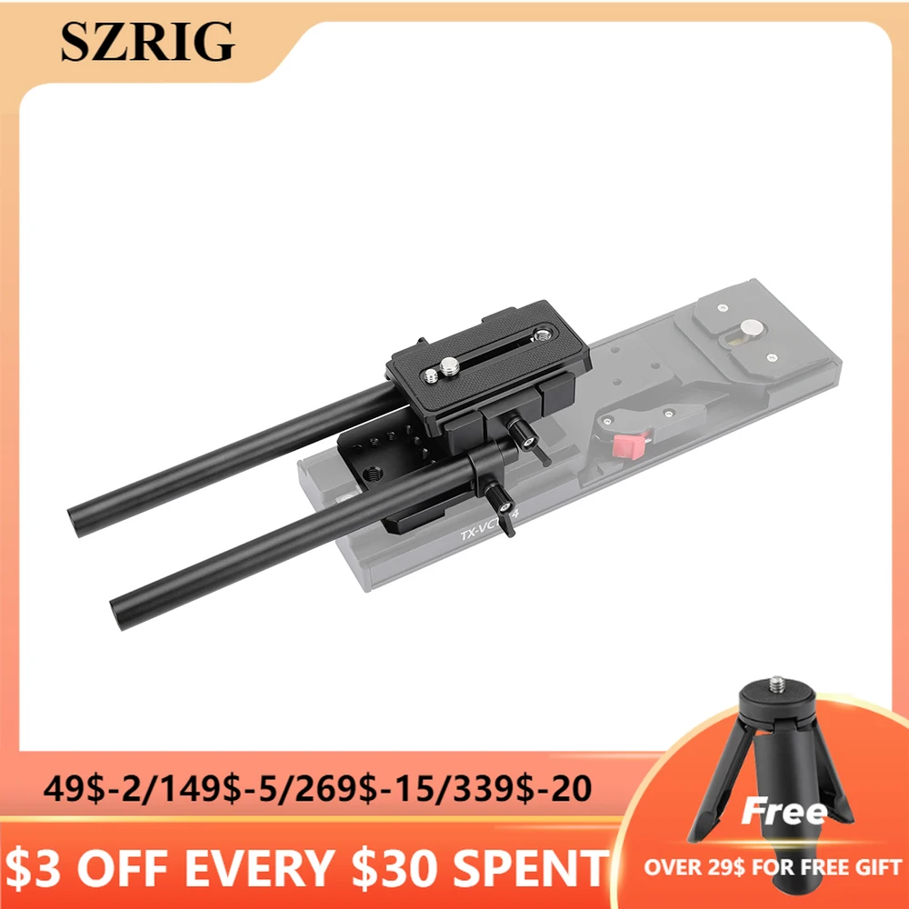 

SZRIG V Lock Mount Adapter With Manfrotto QR Baseplate 15mm LWS Dual Rod Supporting System For Pro VCT-U14/ VCT-14 Tripod/ Dslr