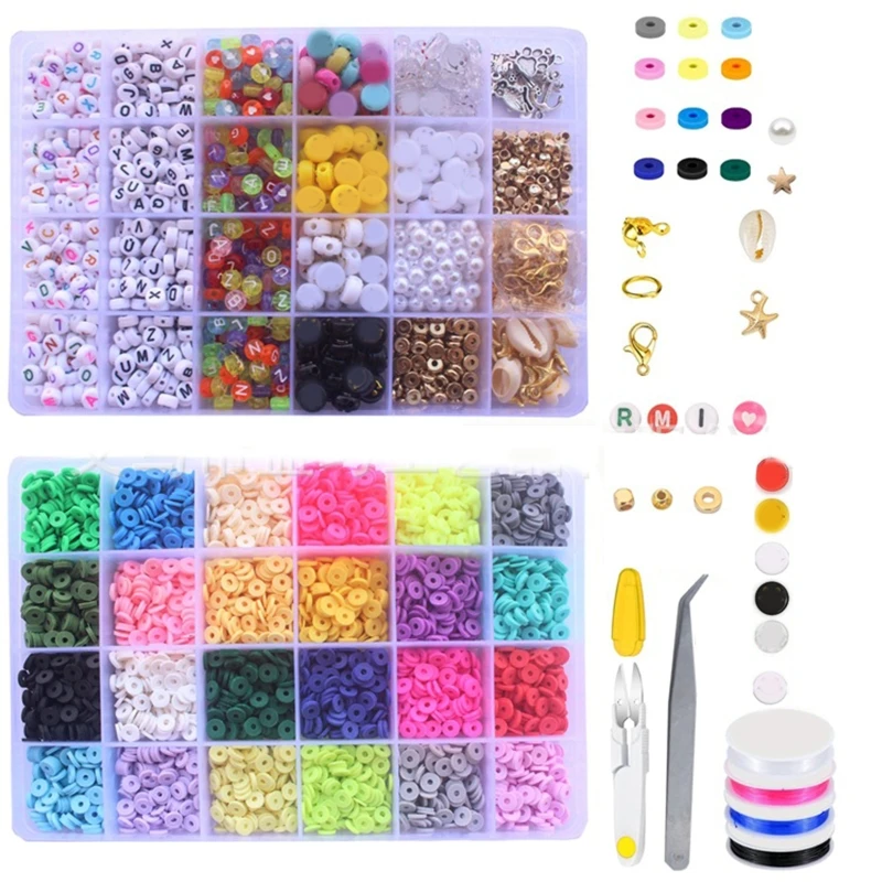 

634C Colorful Polymer Clay Beaded Rounded Spacer Beads for Jewelry Making Children DIY Material Bracelet Necklace Accessories