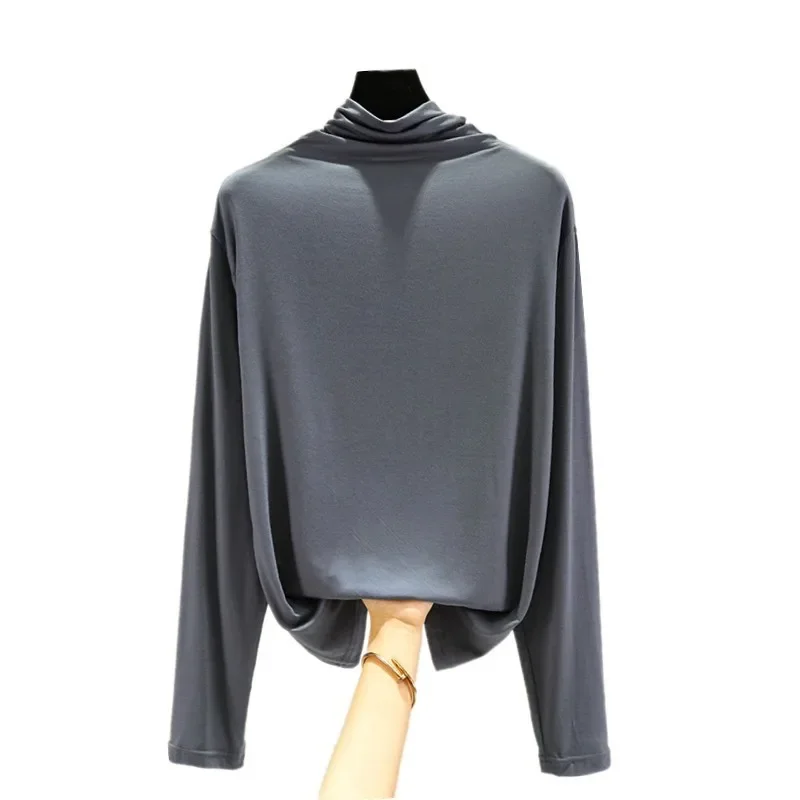 Женский топ из модала с высоким воротником и утягивающий длинными рукавами