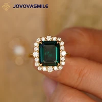 jovovasmile moissanite rings 5 carats fancy emerald cut gold setting main stone emeralds gem