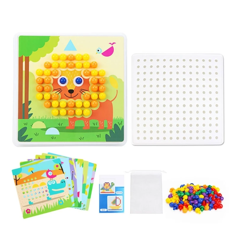 

N80C Shape Puzzle Pegboard Puzzle Kid Mushroom Nail Toy Montessori Educational Toy Puzzle Game Fine Motor Skills Toy Gear Toy