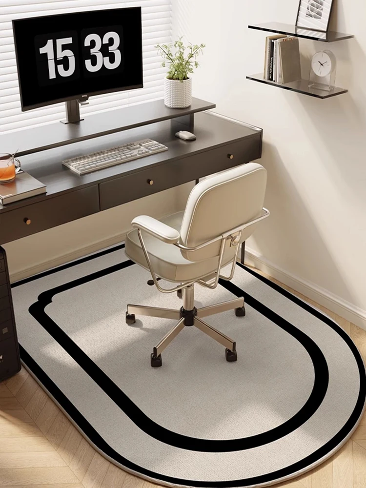 Study Chair Floor Mats Non-slip Waterproof Bedroom Carpet Home Decoration Lines Large Table Semi-circular Mat