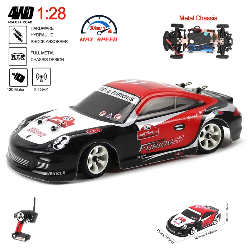 WLtoys K969 K989 1:28 Rc Car 4WD 2.4G Remote Control Alloy Car RC Drift Racing Car High Speed 30Km/H Off-Road Rally Vehicle Toys