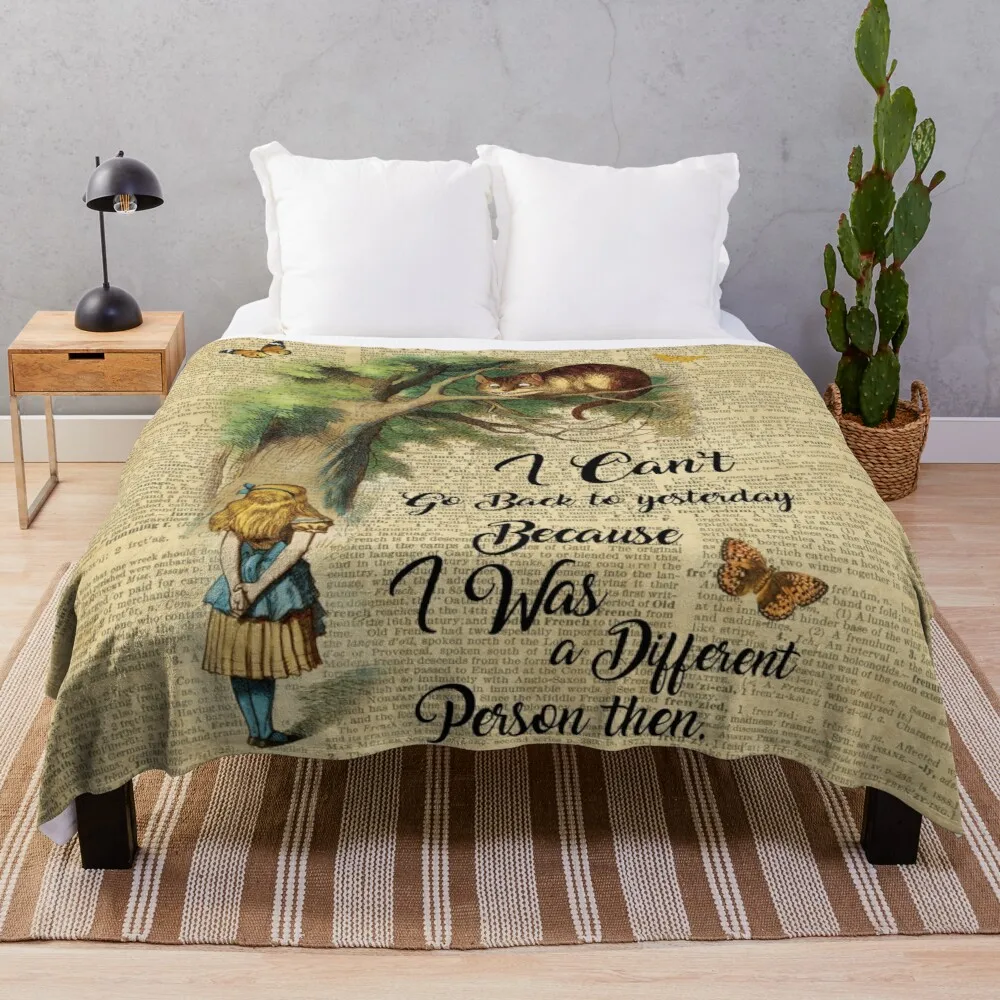 

Alice in Wonderland Quote,Cheshire Cat,Vintage Dictionary Art Throw Blanket giant sofa blanket soft bed blankets