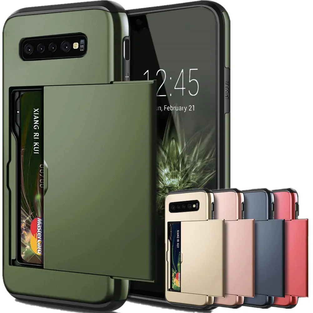 

For Samsung Galaxy S10 Plus S10E 5G S9 S8 S7 S6 Edge S5 Case Slide Armor Wallet Card Slots Holder Cover For Note 9 8