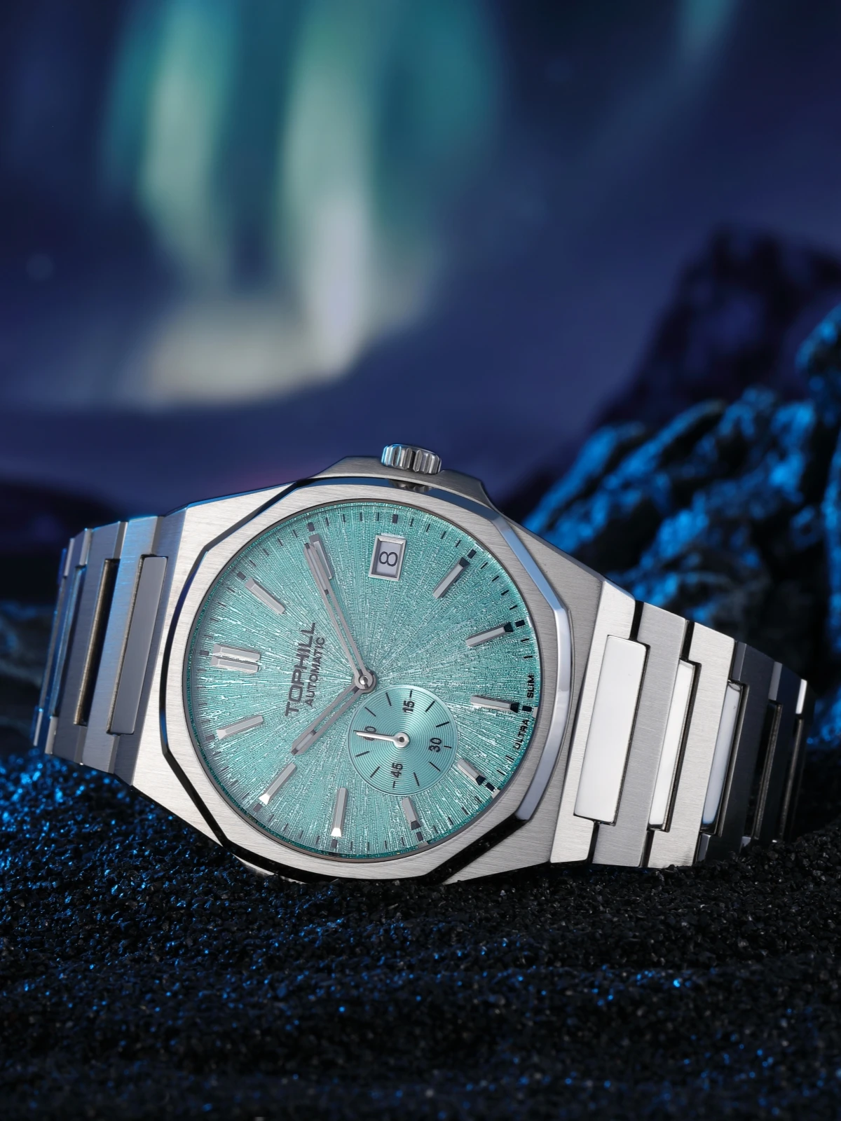 Фото Часы TOPHILL+ 38.7mm Ultra Slim Automatic Micro Rotor Hangzhou 5000A Luxury Enamel Sunray с интегрированным браслетом и сапфировым стеклом KIM001G №2