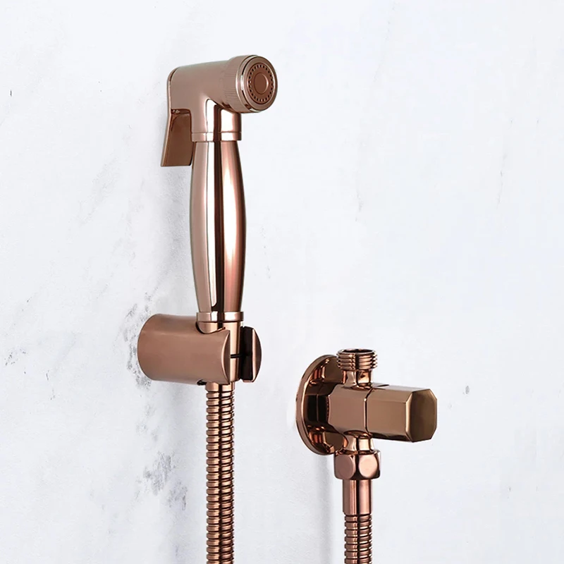 

Toilet Bidet Faucets Rose Gold Brass Bath Shower Faucet Muslim Ducha Higienica Single Cold Mixer Crane Square Shower Spray Taps