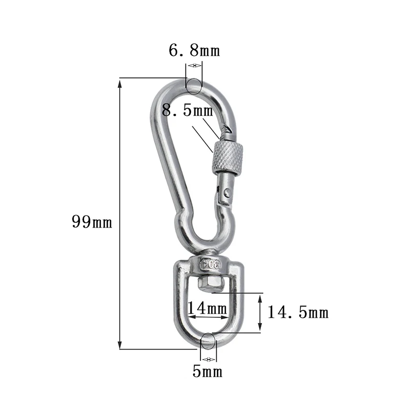 

Поворотные карабины из нержавеющей стали, фиксирующая пряжка для поводка для собаки, быстроразъемная пряжка, карабин, зажимы для прогулок с собаками, кемпинга