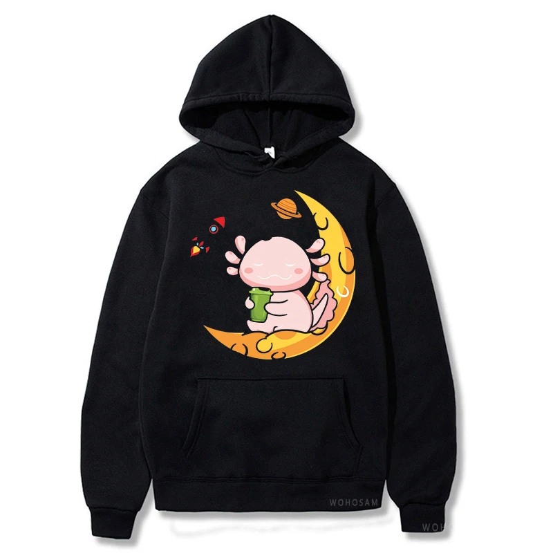 Kawaii Axolotl Gamesolotl мультфильм Графика толстовки хип-хоп с длинным рукавом мужская