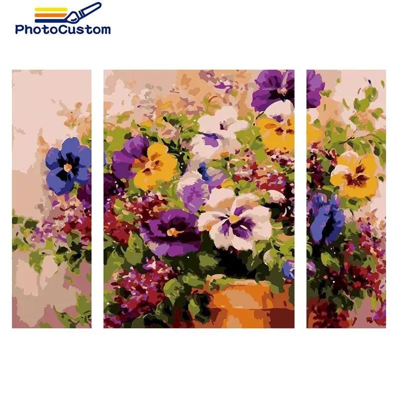 

PhotoCustom DIY Painting By Number Flowers Pictures By Numbers Kits Drawing On Canvas Hand Painted Paintings Art Home Decor