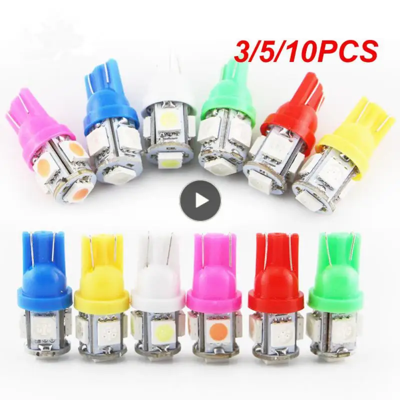 

3/5/10PCS T10 5050 Led Light Bulb 5 Light Bead Low Power Width Indicator Lamp Mini Car Accessories