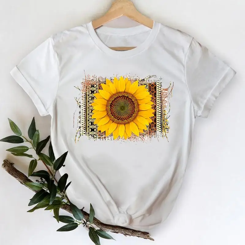 

Trend Women Short Sleeve Flower Vintage Trend T-shirts Cartoon Mujer Camisetas Fashion Print Top Graphic Tshirt Travel Tee