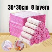 30x30cm 8 layers cotton dish cleaning cloths multifunctional oil wipe absorbent dish towels reusable kitchen rugs kitchen tools
