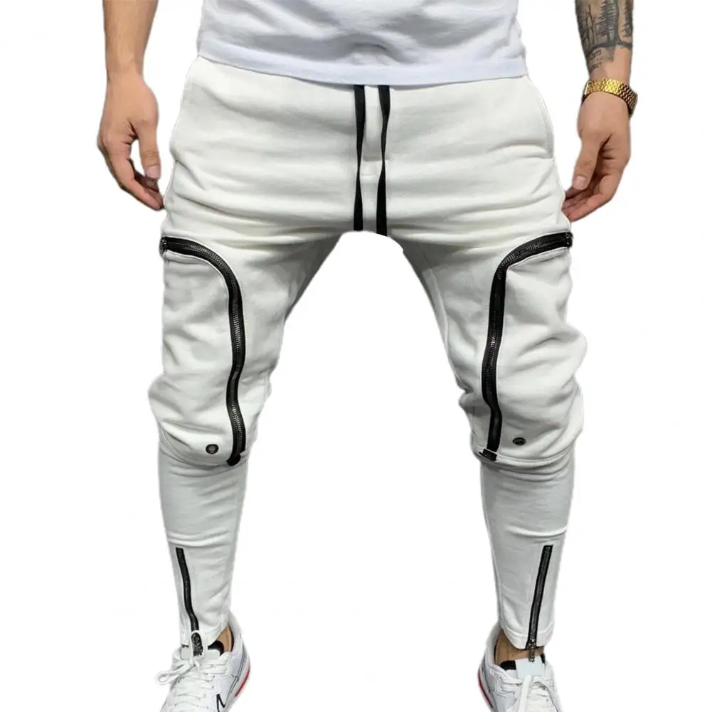 

Autumn Pants Trousers Men Pants Casual Drawstring Sporty Multi Zippers Drawstring Pants