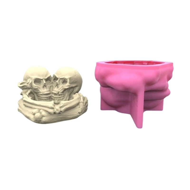

Pot Silicone Mold Ashtray Vase Mold Double Skull Resin Mold for Epoxy Casting Concrete Flower Pot Mold Home Decor