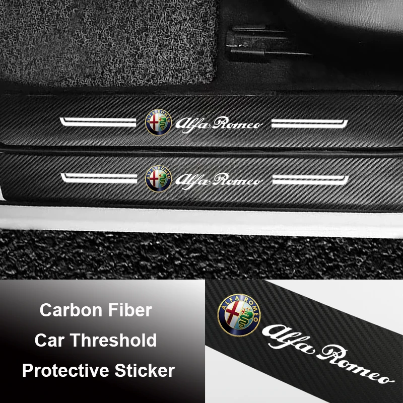 Carbon Fibre Car Door Threshold Plate Sticker for Alfa Romeo 159 156 147 Giulia Giulietta Stelvio Mito Spider Volante Sportiva |