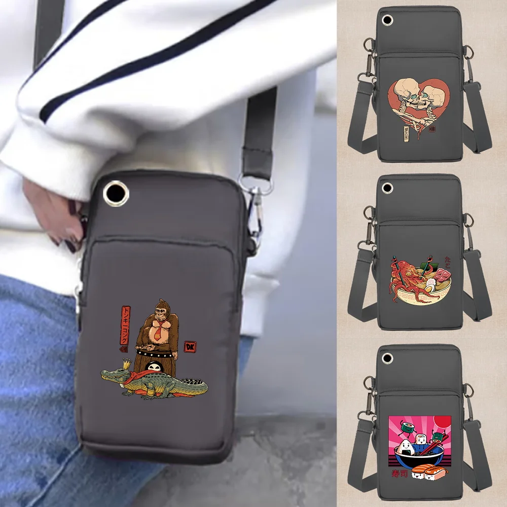 

2022 Mobile Phone Bag Wallets Arm Pack Japan Print Crossbody Bags for Apple/Huawei/Xiaomi Waterproof Universal Cell Phone Packet
