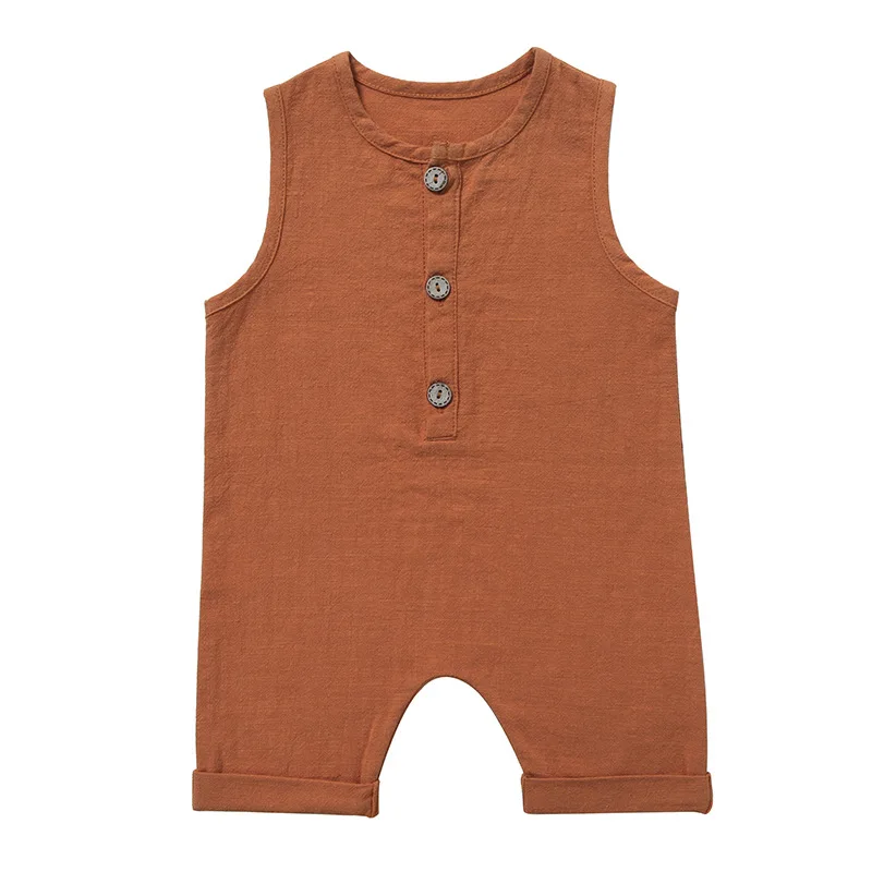 Summer Baby Boys Girls Rompers Toddler Kids Playsuit Jumpsuits Cotton Linen Infant Sleeveless Baby Clothes Ropa Overalls Rompers