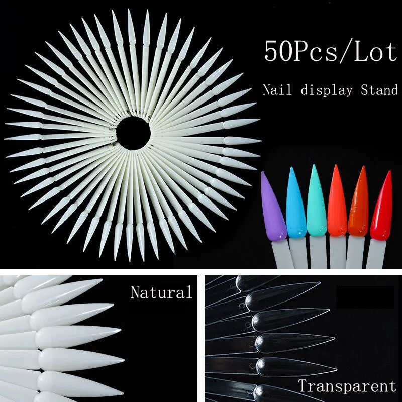 

50Pcs/Lot Nail Color Card Display Stand Nails Tips Art UV Gel Polish Practice Chart Palette Buckle Ring Practice Display Tools
