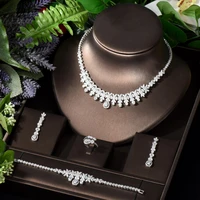 hibride exquisite aaa cubic zirconia water drop necklace and earring sets fashion lady jewelry set party gifts bijoux n 1252