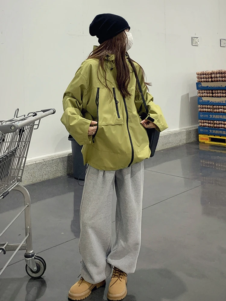 Зеленая куртка-карго с капюшоном верхняя одежда Женская весенне-осенняя