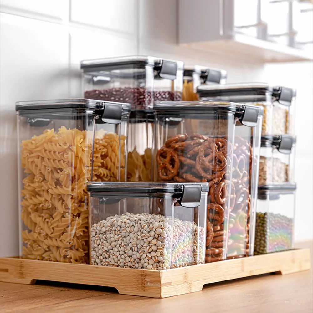 

Seal Food Storage Kitchen Container Plastic Box Jars for Bulk Cereals Kitchen Organizers for Pantry Organizer Jars with Lid Home