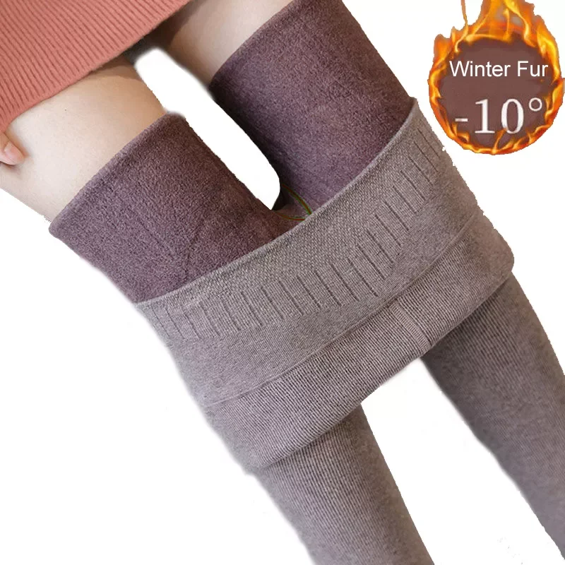 

2022New Lamb Cashmere Warm Fur Leggings Women Velvet Thicken Warm Winter Leggings Women's Plus Velvet women Trousers