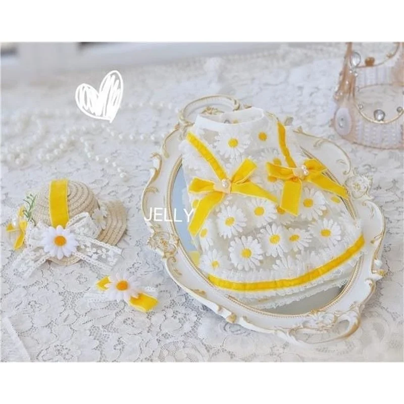 

Одежда для собак и кошек с маргариткой, ажурное платье для собак, маленькая милая тонкая летняя модная одежда для чихуахуа, товары для домаш...