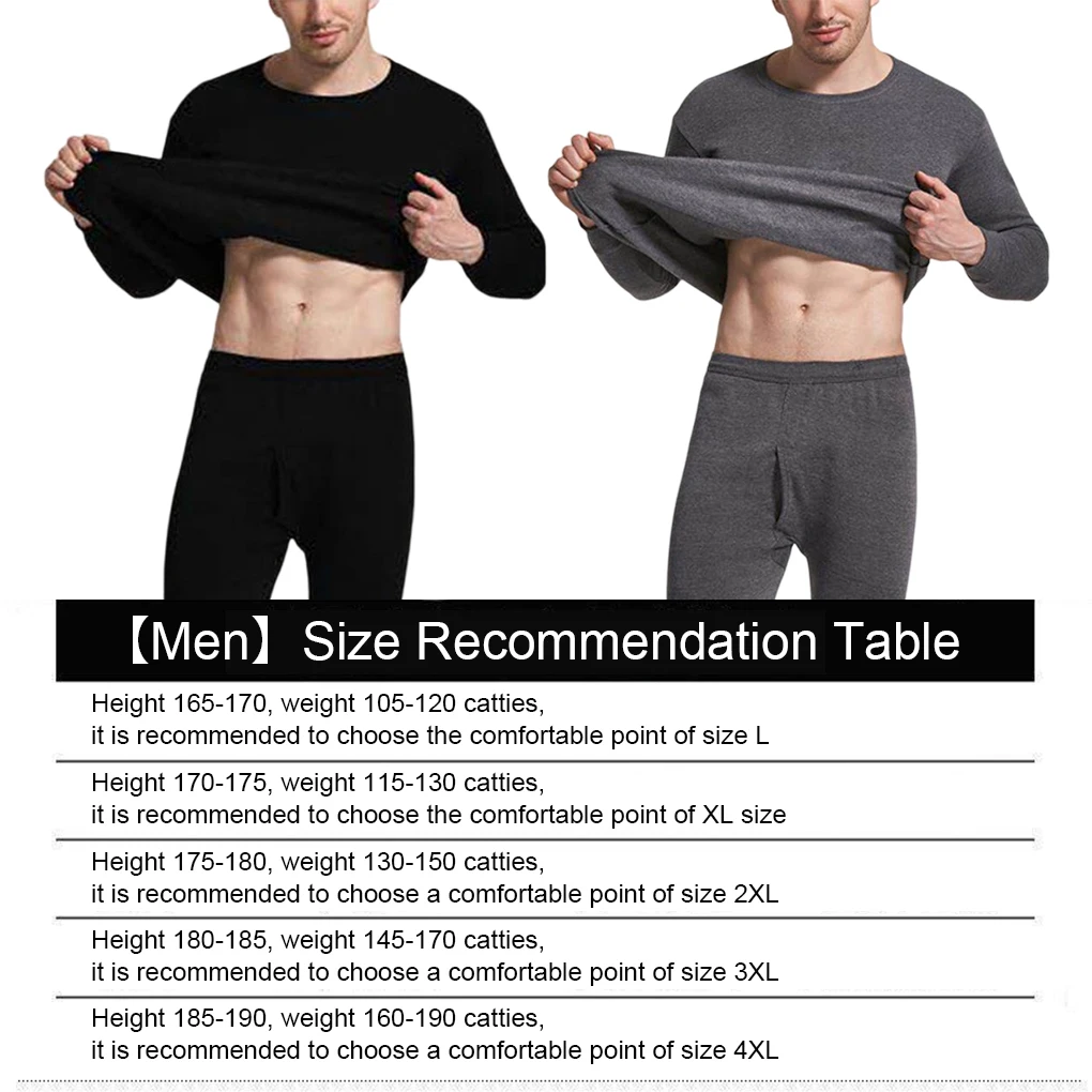 Men Thermal Underwear Thicken Long Sleeve Round Neck Autumn Winter Office School Outdoor Inner Wear Tops Suit for Male