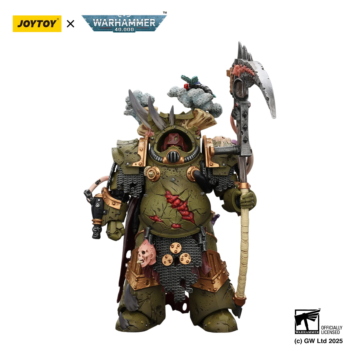 Фото [В НАЛИЧИИ] JOYTOY Warhammer 40K 1/18 Фигурка Death Guard Deathshroud Terminator Champion 3 шт. Модель №2