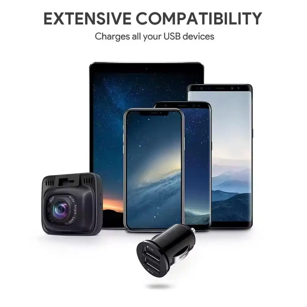 Автомобильное зарядное устройство Mini Dual USB 12 В адаптер для прикуривателя двойной