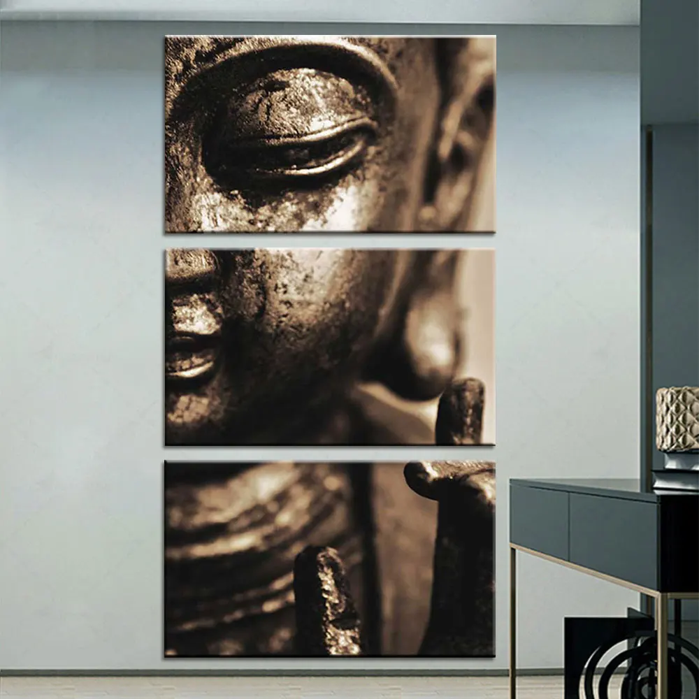 

Artsailing Modern High Quality Inkjet Zen Buddha Wall Art 3 Piece Canvas Painting Vintage Decor Living Room Decoration Artwork