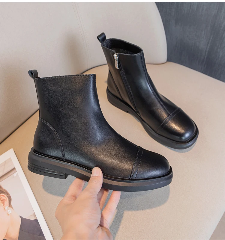 DRKANOL Модные женские ботинки осень-зима плюшевые теплые плоские каблуки