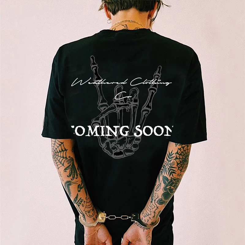 

2023 Rock Luxury T-shirt Black Cool Graphic Unisex Tops Men Oversized Summer Streetwear Cotton Quality New Tees Women Blouse