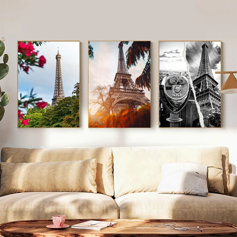 

Romantic Eiffel Tower Vintage Posters Sticky Vintage Room Home Bar Cafe Decor Decor Art Wall Stickers