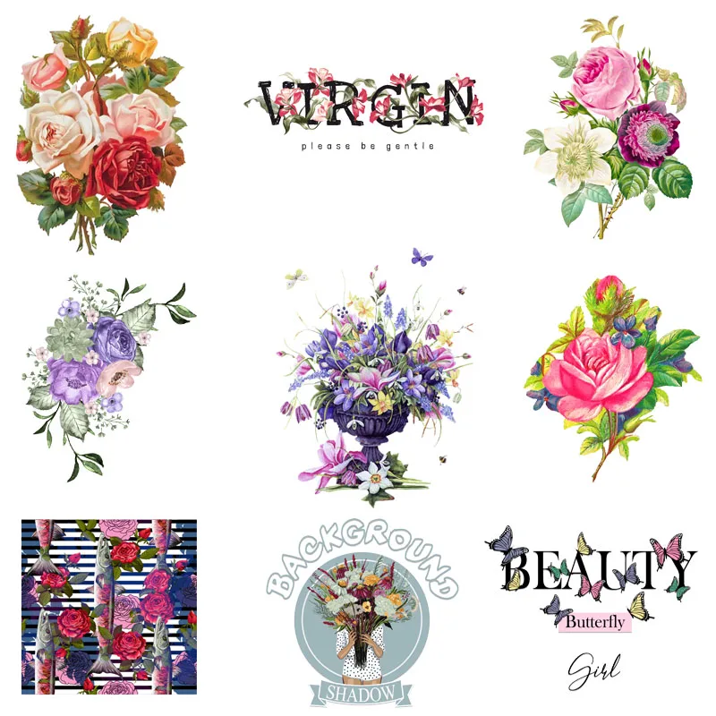 Наклейки с цветами патчи для одежды наклейки термоклеем дешевые товары