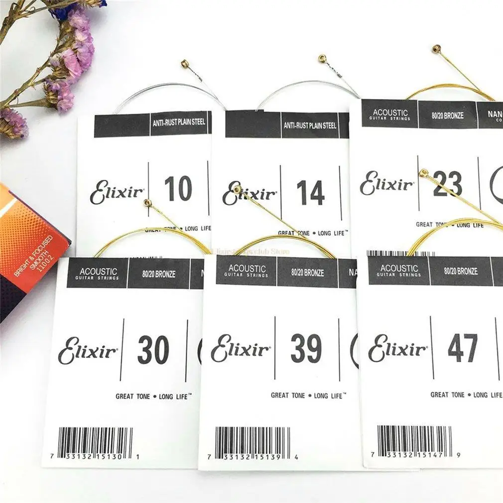 Струны для акустической гитары Elixir Nanoweb 11027 0 10 с бронзовым покрытием светильник