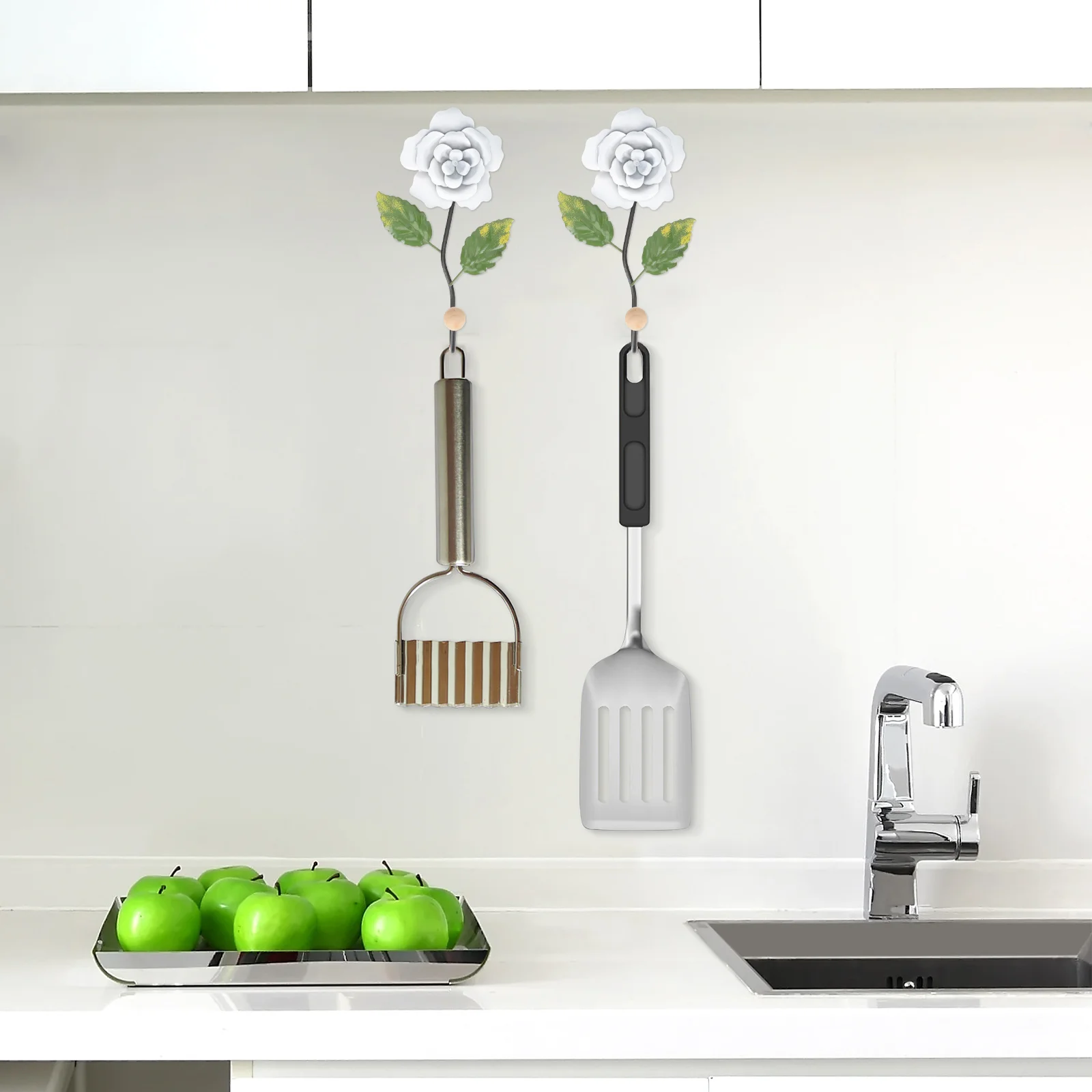 

Wall Hooks Hook Hanger Flower Coat Rack Iron Decorative Holder Metal Key Floral Hangingrobe Mounted Clothes Creative Hat Towel